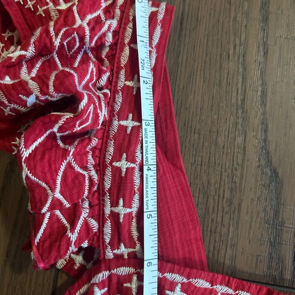 Red Embroidered Boho Midi Dress, Tiered Cotton Sundress, Cottagecore Dress - Picture 9 of 9